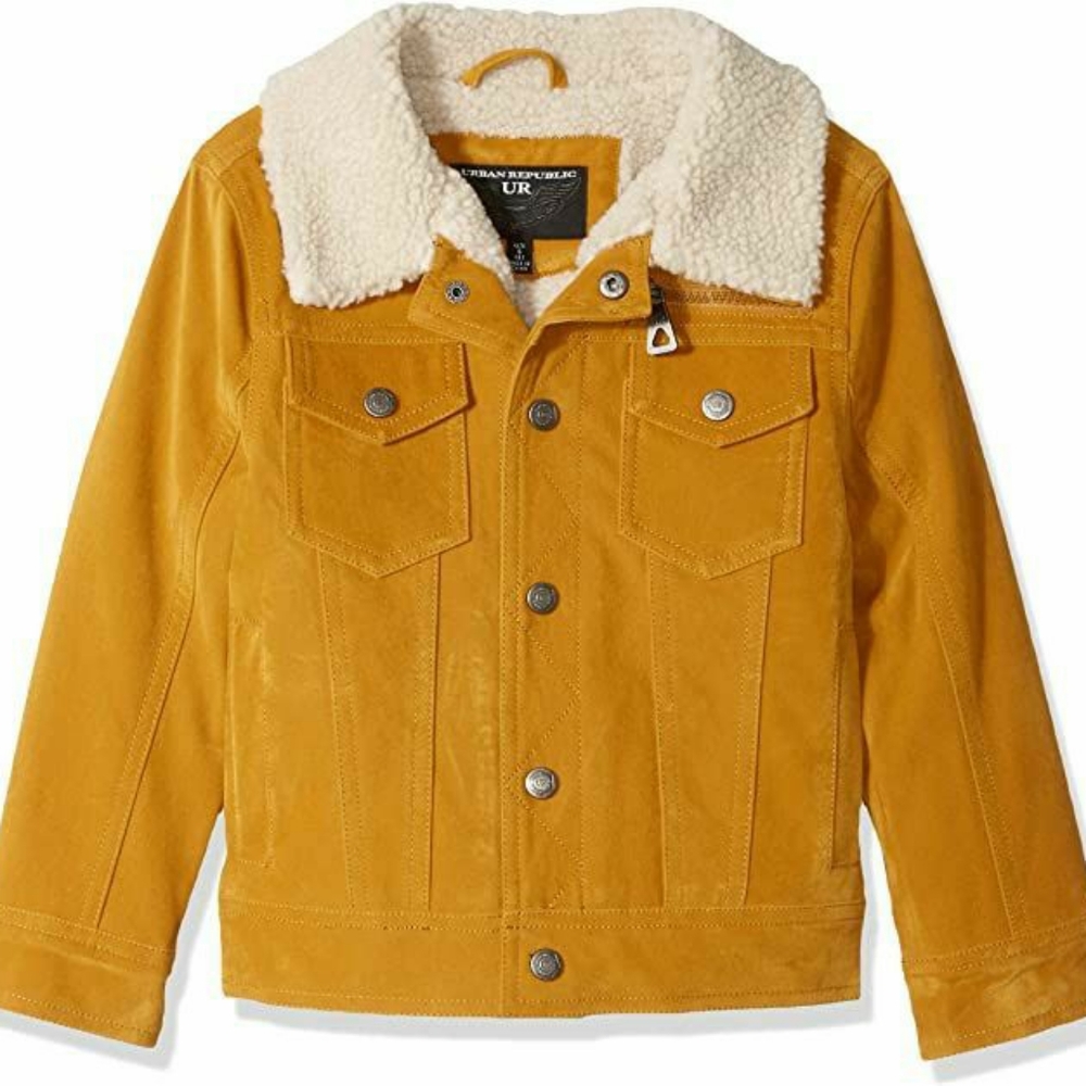 Faux Suede Jacket w/Faux Fur Collar